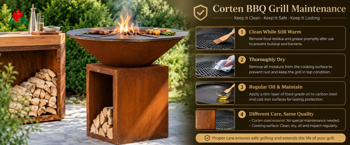 Corten BBQ Grill Daily Maintenance
